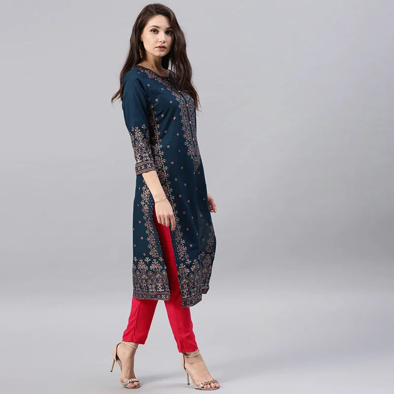 Cotton Printed Floral Ethnic Style Kurti  and Top