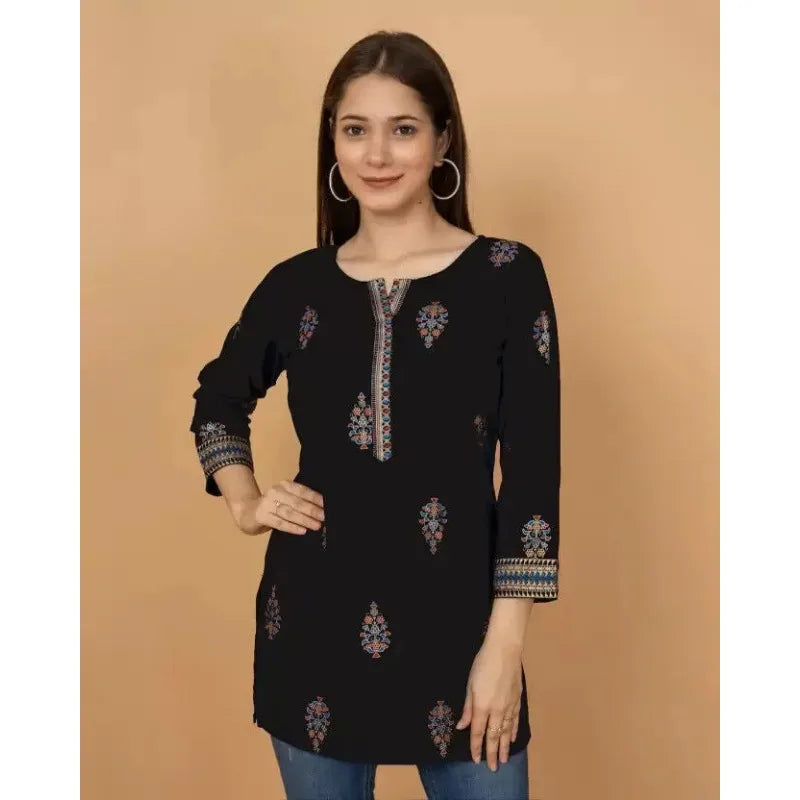 Women Casual Regular Printed Top Kurta Waist Tied Outer Garment Kurti Top Dress