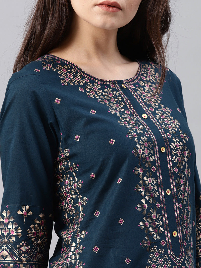 Cotton Printed Floral Ethnic Style Kurti  and Top