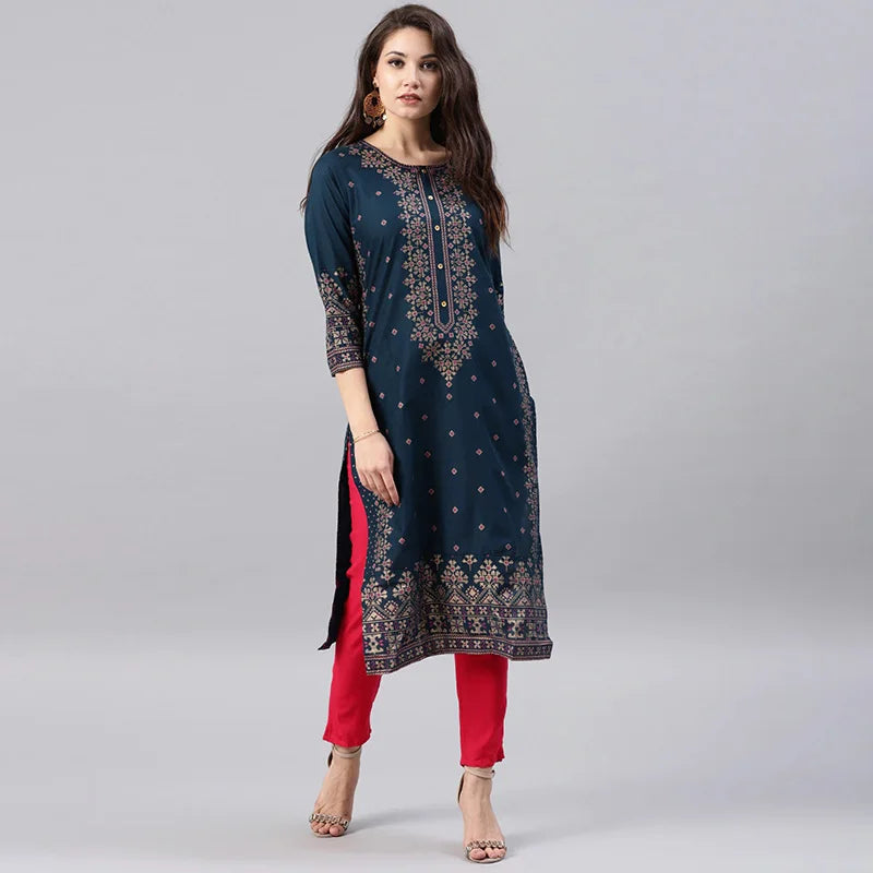 Cotton Printed Floral Ethnic Style Kurti  and Top