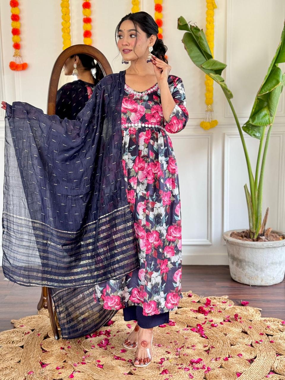 Floral Print Kurti Set