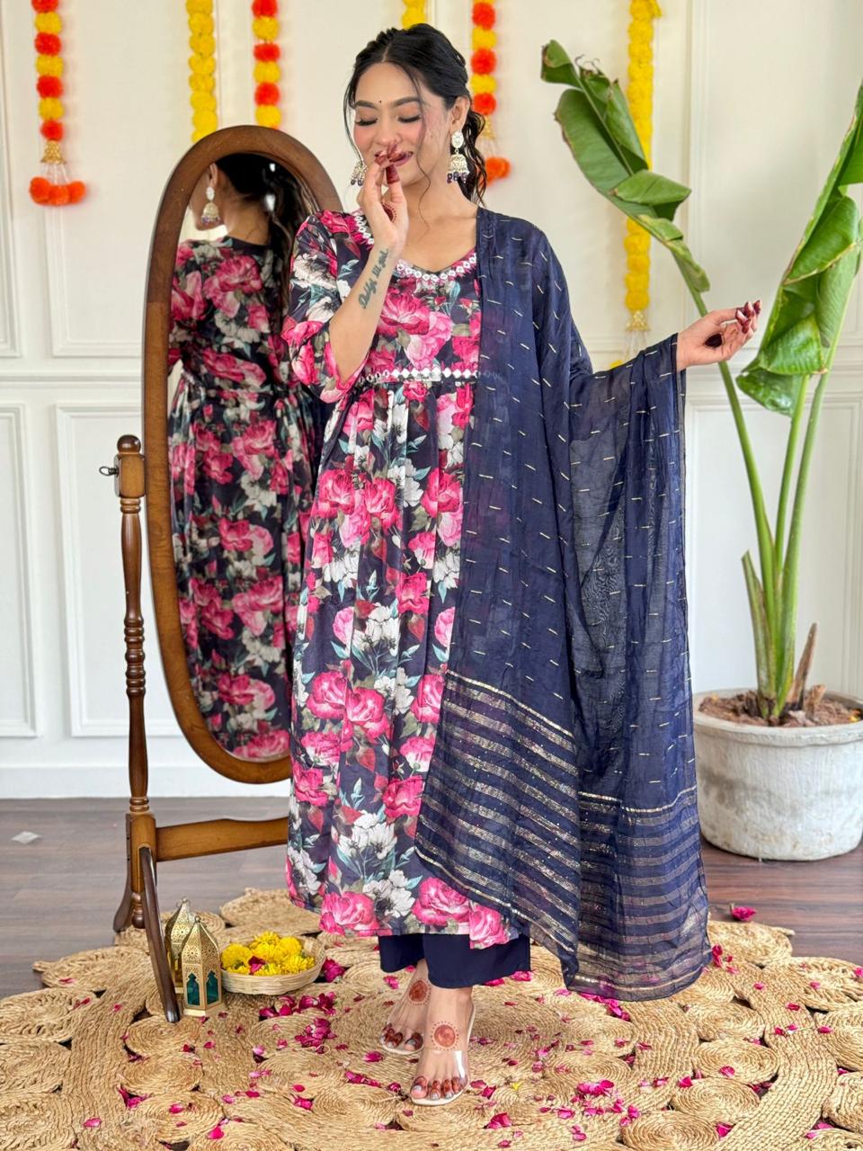 Floral Print Kurti Set