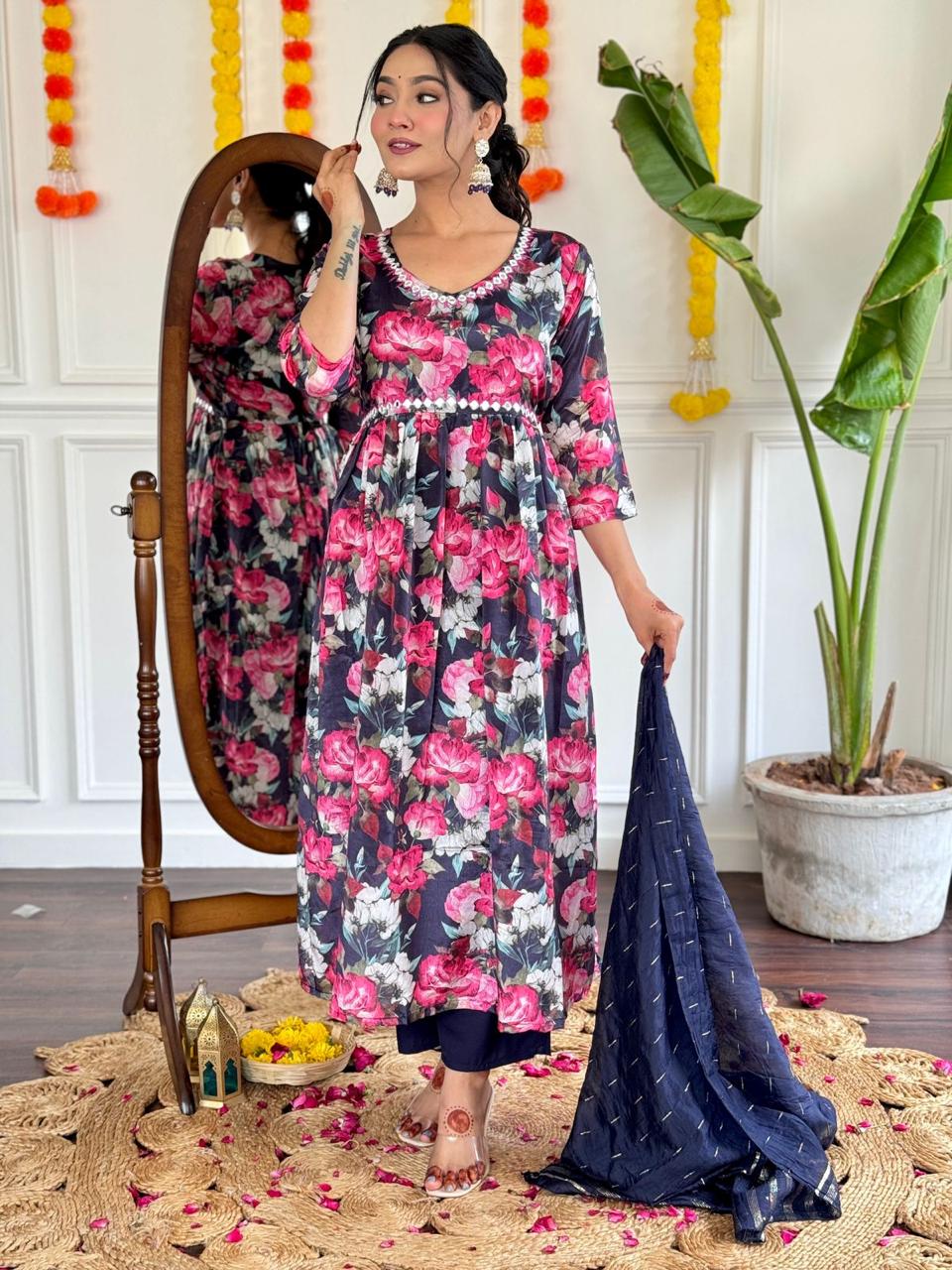 Floral Print Kurti Set