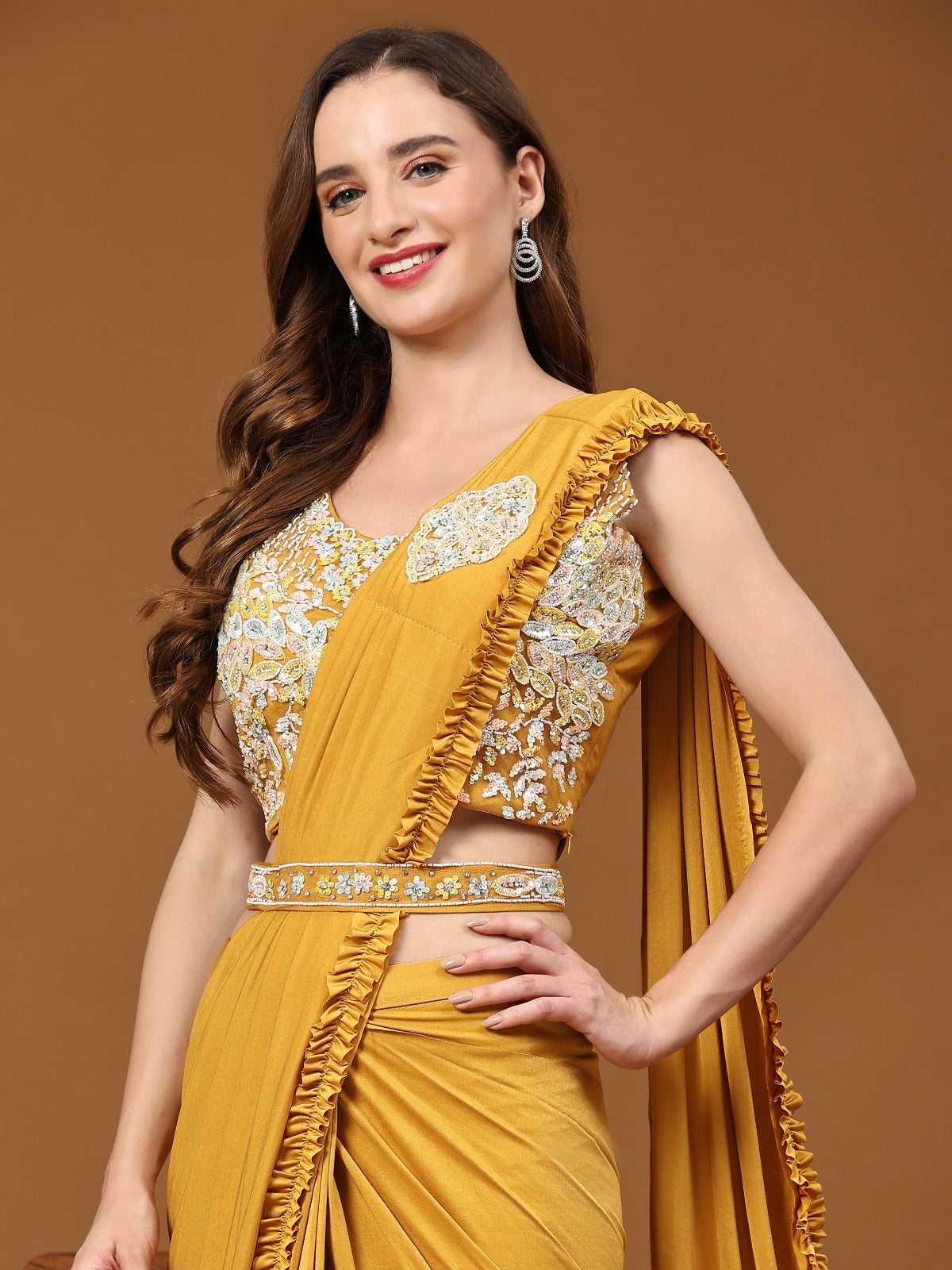 Ready To Wear Saree With Embroidery Blouse