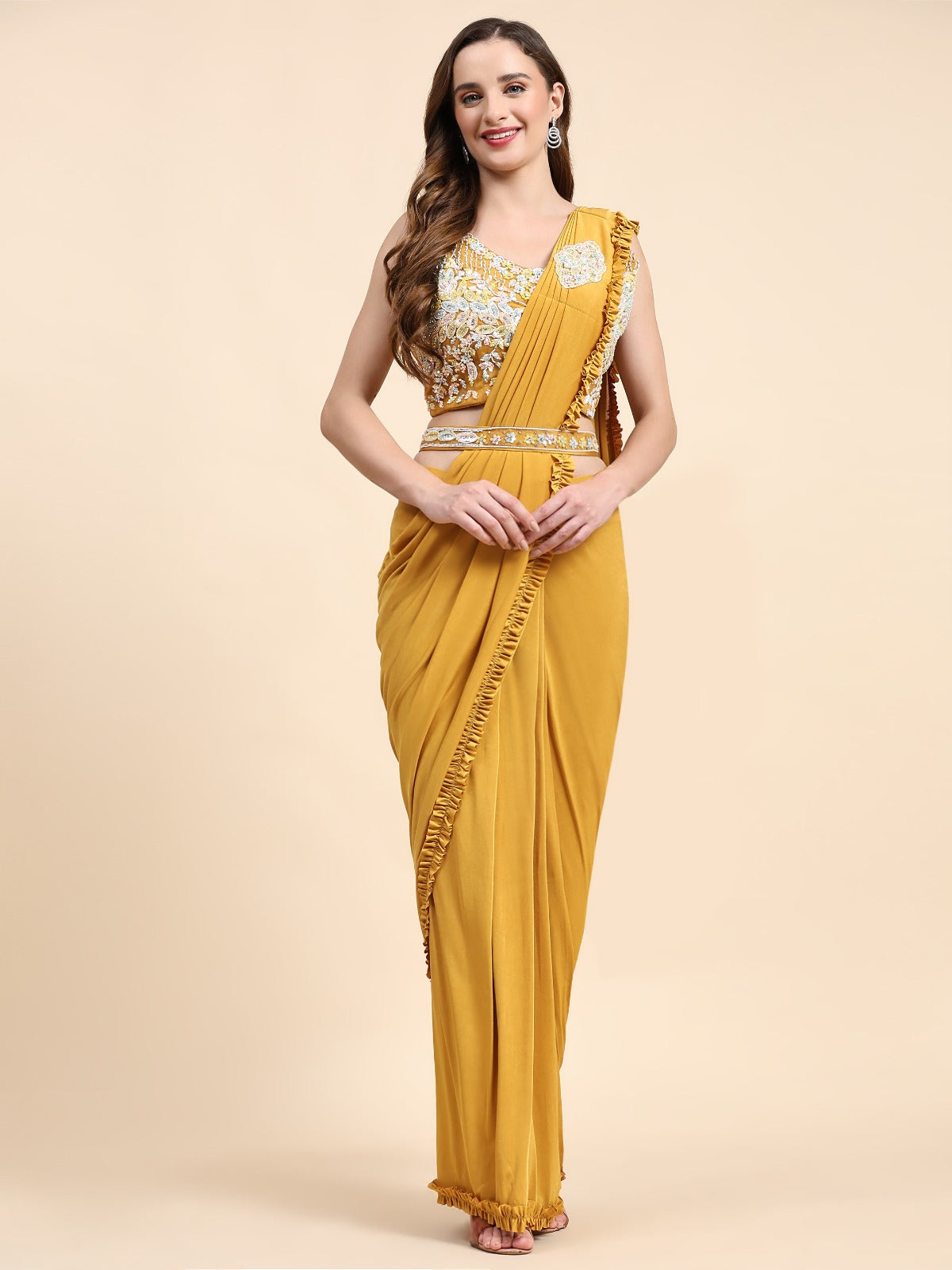 Ready To Wear Saree With Embroidery Blouse