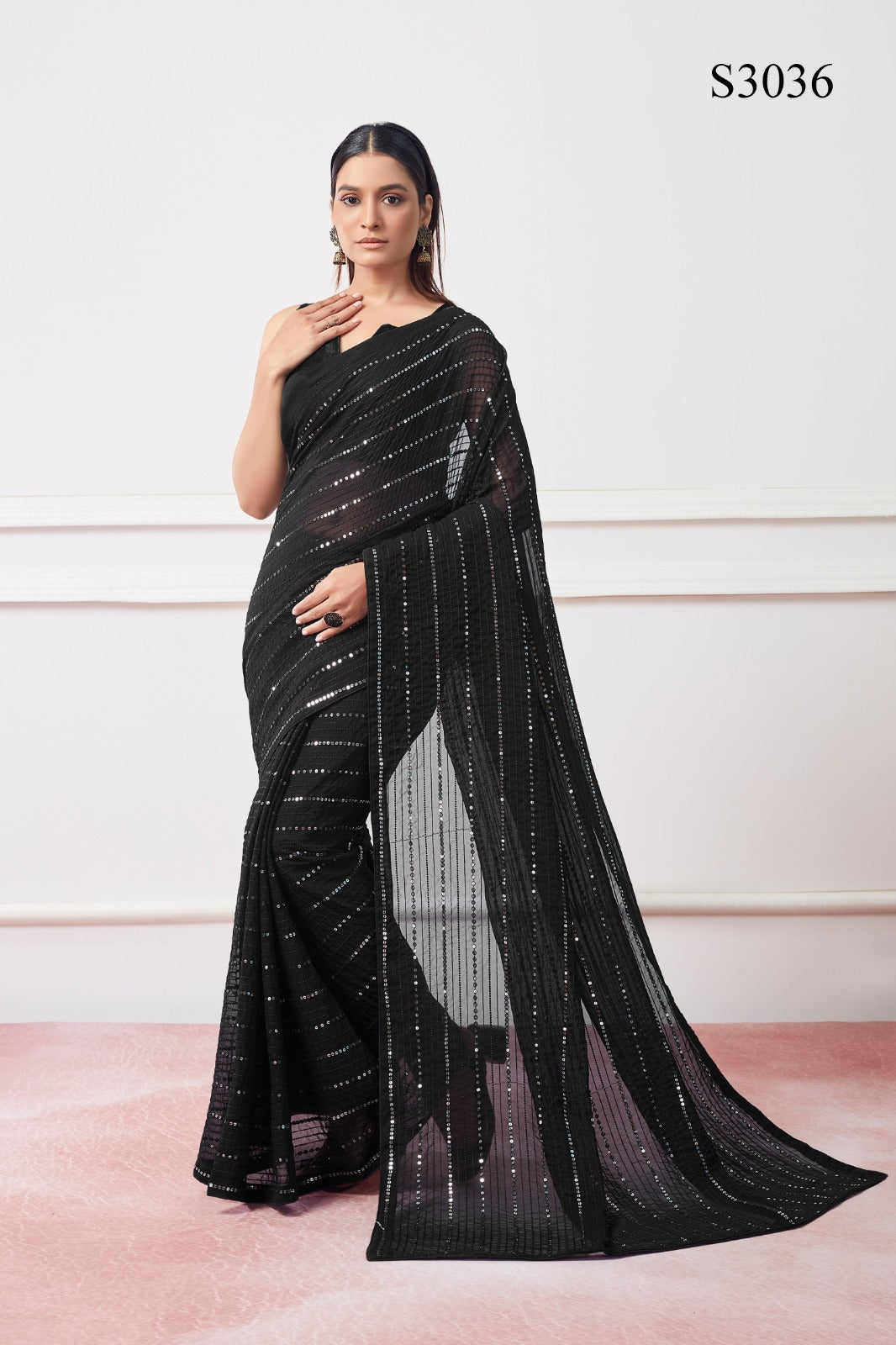 Designer net Saree With Embroidery Sequence